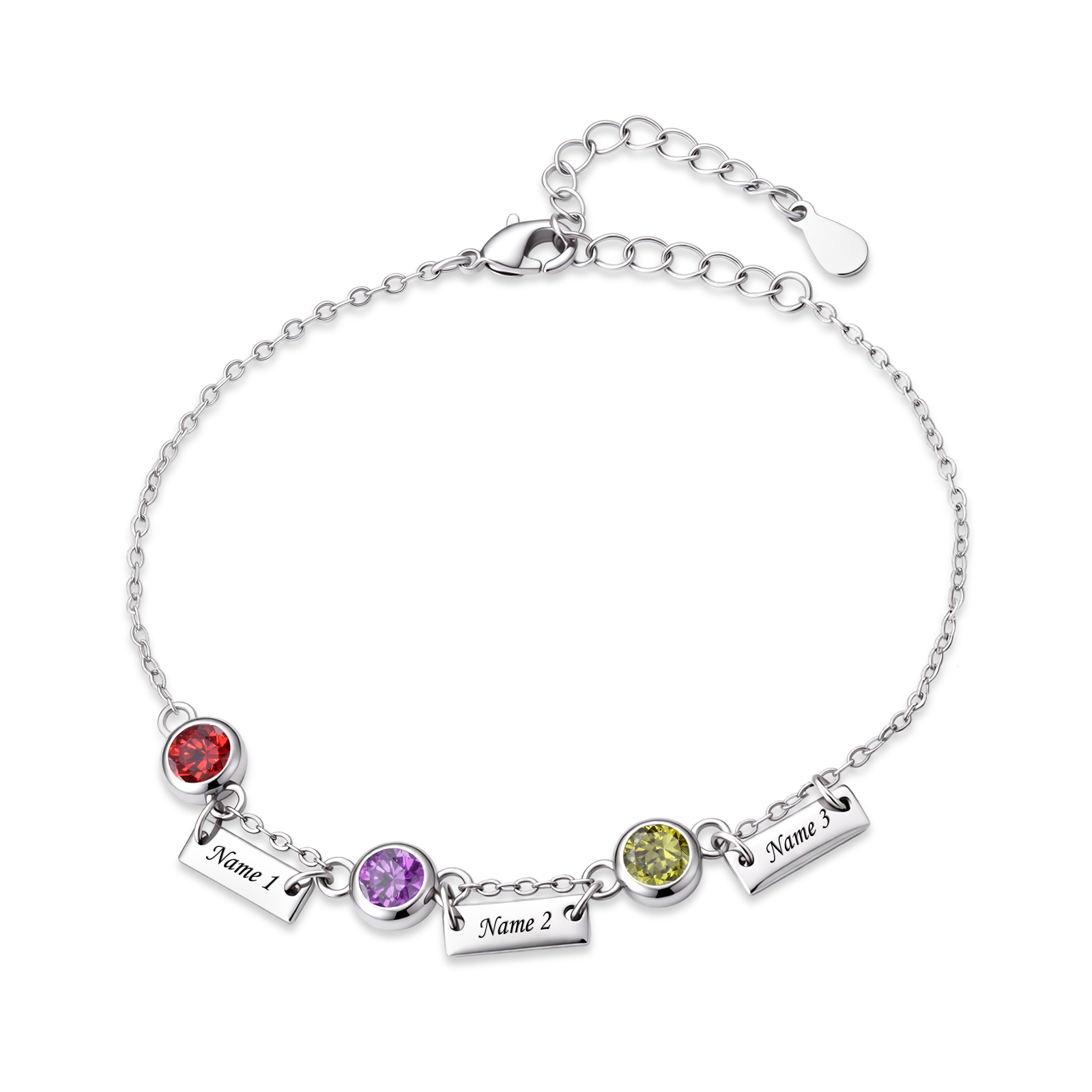 Personalized Birthstones Bracelet Custom With 1 To 6 Names And Stones Unique Jewelry For Women